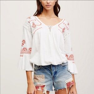 Free People Chiquita Embroidered Blouse Top